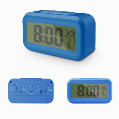 Blue LED Alarm Clock with Temperature Calendar Snooze