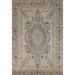 Floral Medallion Tabriz Persian Rug Hand-Knotted Beige Wool Carpet - 8'0"x 11'5"