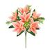 Set of 4 Coral Artificial Stargazer Lily Flower Stem Bush Bouquet 13in - 13" L x 8" W x 8" DP