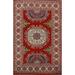 Bedroom Red Kazak Foyer Rug Hand-Knotted Geometric Wool Carpet - 2'8"x 4'0"