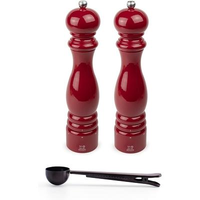 Peugeot Paris u'Select 12-inch Salt & Pepper Mill Gift Set, Passion Red - With Stainless Steel Spice Scoop/Bag Clip