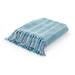 Evette Rios Striped Fringed Woven Cotton Throw Blanket Cotton in Blue | Wayfair 5A9972A0849348