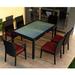 Lark Manor™ Kaneb 7 Piece Sunbrella Outdoor Dining Set w/ Cushions Glass in Blue | Wayfair E471C3EFE2EE4DB9BAA676161689FDD0