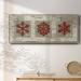 The Holiday Aisle® Burlap Music Snowflakes - Floater Frame Print on Canvas in Gray/Red/White | 8 H x 20 W x 1.5 D in | Wayfair