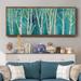 Millwood Pines Birch on Blue - Floater Frame Painting on Canvas Canvas, Solid Wood | 24 H x 60 W x 1.5 D in | Wayfair