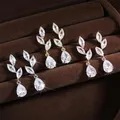 Uilz Classic Leaf Drop Zircon boucles d'oreilles Femme délicate petite robe de mariée boucles