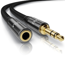 Primewire Klinkenkabel 3,5 mm AUX - Audio Verbindungskabel / Kupplung mit Nylonmantel - 2m Image
