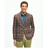 Brooks Brothers Men's Slim Fit Plaid Hopsack Sport Coat in Linen-Wool Blend | Brown | Size 42 Short