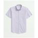 Brooks Brothers Men's Stretch Cotton Non-Iron Oxford Polo Button Down Collar, Gingham Short-Sleeve Shirt | Lavender | Size XS