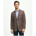 Brooks Brothers Men's Classic Fit Plaid Hopsack Sport Coat In Linen-Wool Blend | Brown | Size 38 Regular