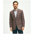 Brooks Brothers Men's Traditional Fit Plaid Hopsack Sport Coat in Linen-Wool Blend | Brown | Size 46 Regular
