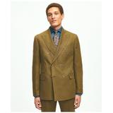 Brooks Brothers Men's Slim Fit Linen Herringbone Double-Breasted Suit Jacket | Dark Olive | Size 36 Short