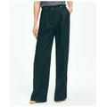 Brooks Brothers Women's Pleated Wide-Leg Linen Trousers | Navy | Size 4