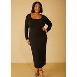 Plus Size Stretch Knit Bodycon Maxi Dress