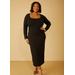 Plus Size Stretch Knit Bodycon Maxi Dress