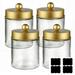 ZTGD 4Pcs/Set Clear Glass Storage Jar Bathroom Dresser Storage Container Vanity Makeup Countertop Organizer