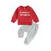 WakeUple Boys Long Sleeve Letter Print Sweatshirt Solid Color Pants Sets