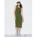 Women's Ribbed Bra Sleeveless Dress | Olive | Large | UNIQLO US