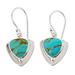 Pyramids of Friendship,'Unique Taxco Silver Turquoise Earrings'