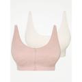 George Lace Zip Front Comfy Post Surgery Bras 2 Pack - Pink