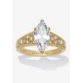 Women's 3.23 Tcw Marquise Cubic Zirconia Gold-Plated Sterling Silver Engagement Ring by PalmBeach Jewelry in Gold (Size 6)