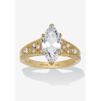 Women's 3.23 Tcw Marquise Cubic Zirconia Gold-Plated Sterling Silver Engagement Ring by PalmBeach Jewelry in Gold (Size 7)