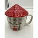 Anthropologie Dining | Anthropologie Cozy Home Mug Red Village Rooftop Lid Christmas Euc | Color: Red | Size: Os