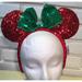 Disney Accessories | Disney Parks Red And Green Sequin Bow Minnie Mouse Headband | Color: Green/Red | Size: Os