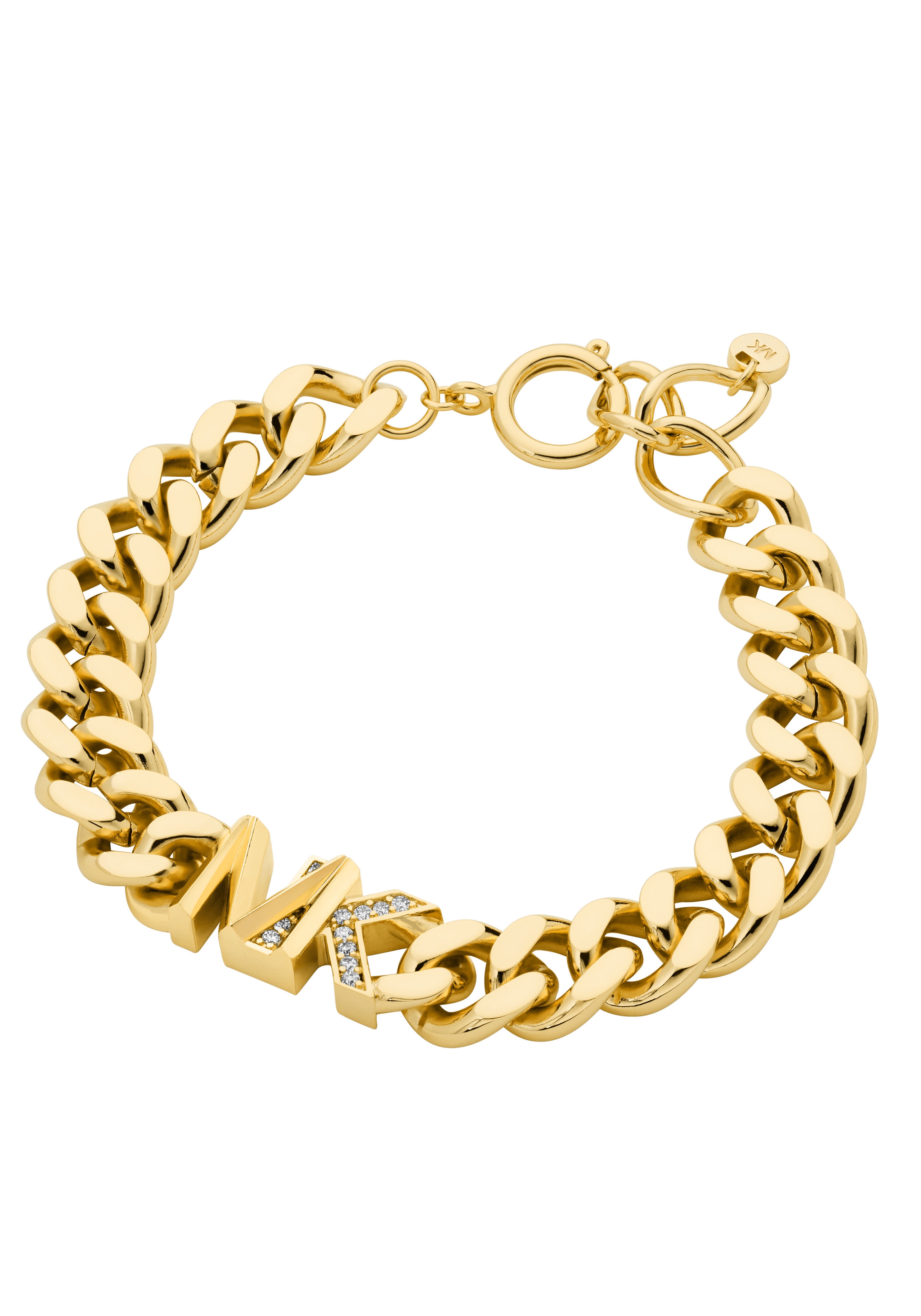 Armband MICHAEL KORS "Schmuck Geschenk Metall Armkette PREMIUM", gold (gelbgoldfarben, kristallweiß, kristallweiß), Armbänder, Damen, 22cm, Metall, Armband, mit Zirkonia (synth.)