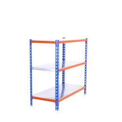 SimonRack Simonclick schraubenloses Metallregal 3 Böden. Farbe BLAU/ORANGE/VERZINKT 1000x900x500 mm Image