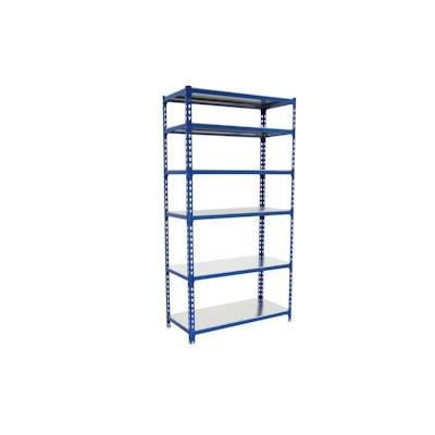 SimonRack Simonclick schraubenloses Metallregal 6 Böden. Farbe BLAU/VERZINKT 2500x1200x300 mm Image