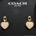 Coach Jewelry | New Coach Gold Plated Logo Pink Heart Shaped Quartz Drop Earrings Nwt | Color: Gold/Pink | Size: Os