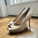 Gucci Shoes | Gucci Betty Peep Toe Platform Stiletto Heels Sz 7.5 (37.5) With Gucci Dust Bag | Color: Tan | Size: 7.5