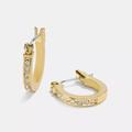 Coach Jewelry | Coach Pave Signature Huggie Earrings New With Tags | Color: Gold | Size: Os