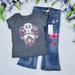 Disney Shirts & Tops | Girls Disney Coco Movie Remember Me Sugar Skull Shirt & Gap Patchwork Jeans | Color: Blue/Gray | Size: 4g