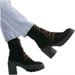 Free People Shoes | Free People Dylan Lug Boots Combat Eu/36 Us/6 Black Suede Leather Chunky Ankle | Color: Black | Size: 6