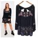 Free People Dresses | Black Free People Embroidered Dress Xs | Color: Black/Pink | Size: Xs