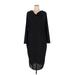 Shein Casual Dress - Sheath Cowl Neck 3/4 sleeves: Black Solid Dresses - Women's Size 5X