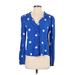 MNG Long Sleeve Blouse: Blue Polka Dots Tops - Women's Size Small