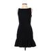 Ann Taylor Cocktail Dress - A-Line Crew Neck Sleeveless: Black Solid Dresses - Women's Size 0