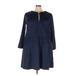 ELOQUII Casual Dress - A-Line Crew Neck 3/4 sleeves: Blue Solid Dresses - Women's Size 24 Plus