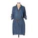 Kenneth Cole REACTION Casual Dress - Shirtdress: Blue Dresses - Women's Size 10