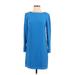 Tibi Casual Dress - Shift High Neck 3/4 sleeves: Blue Solid Dresses - New - Women's Size 0