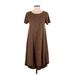 Lularoe Casual Dress - Midi Scoop Neck Short sleeves: Brown Dresses - Women's Size X-Small