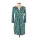 Nic + Zoe Casual Dress - Shirtdress: Green Print Dresses - Women's Size X-Small