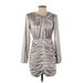 Astr Cocktail Dress - Mini: Silver Solid Dresses - Women's Size Small