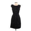 BCBG Paris Cocktail Dress - Shirtdress Scoop Neck Sleeveless: Black Print Dresses - Women's Size 4
