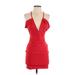 by the way. Cocktail Dress - Bodycon Halter Sleeveless: Red Print Dresses - Women's Size Small