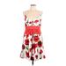 Jessica Simpson Cocktail Dress - A-Line V-Neck Sleeveless: Red Floral Dresses - Women's Size 12