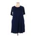 Coco + Carmen Casual Dress - Shift Crew Neck Short sleeves: Blue Print Dresses - Women's Size 3X